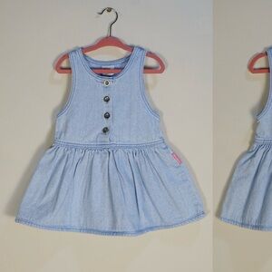 Vintage 80s Oshkosh light wash jumper denim dress 2T USA made